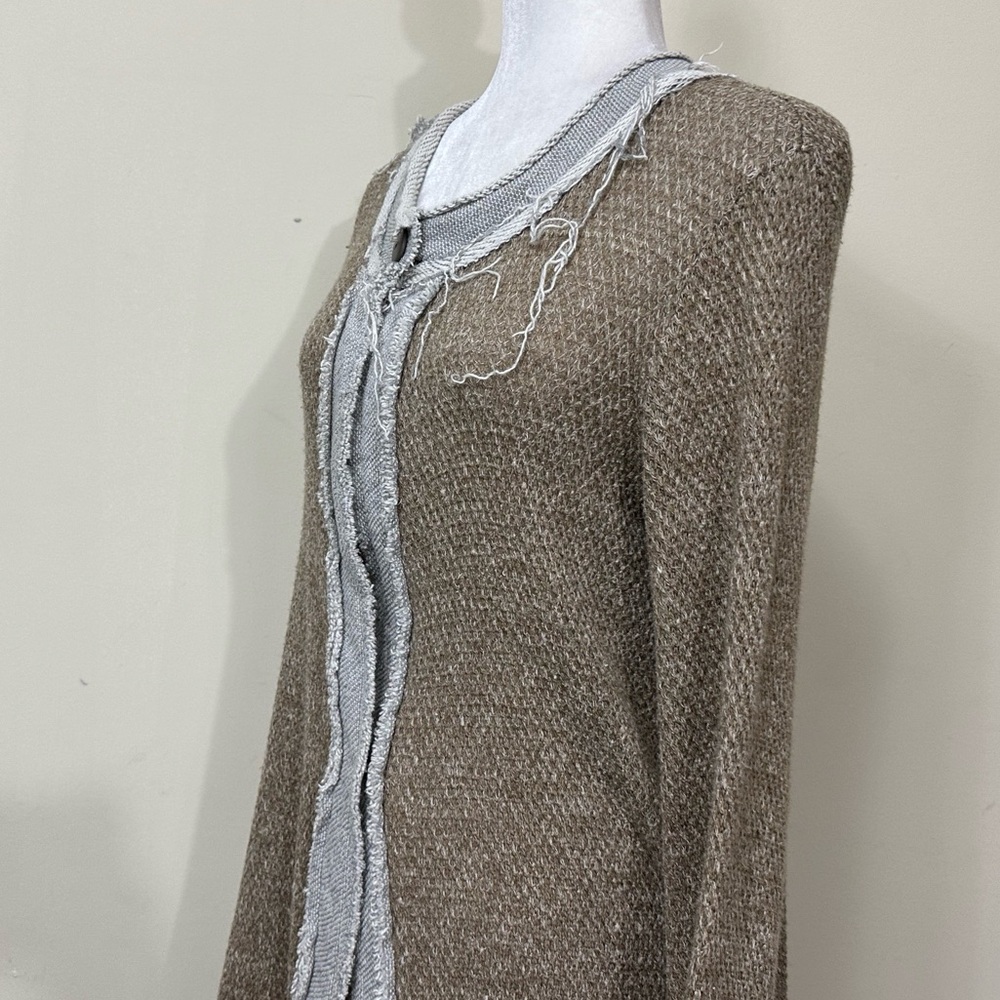 NWOT Pete Cotton Blend Brown Grey Factory Distressed Grunge Wrap Cloak Coat M/L - Picture 7 of 16
